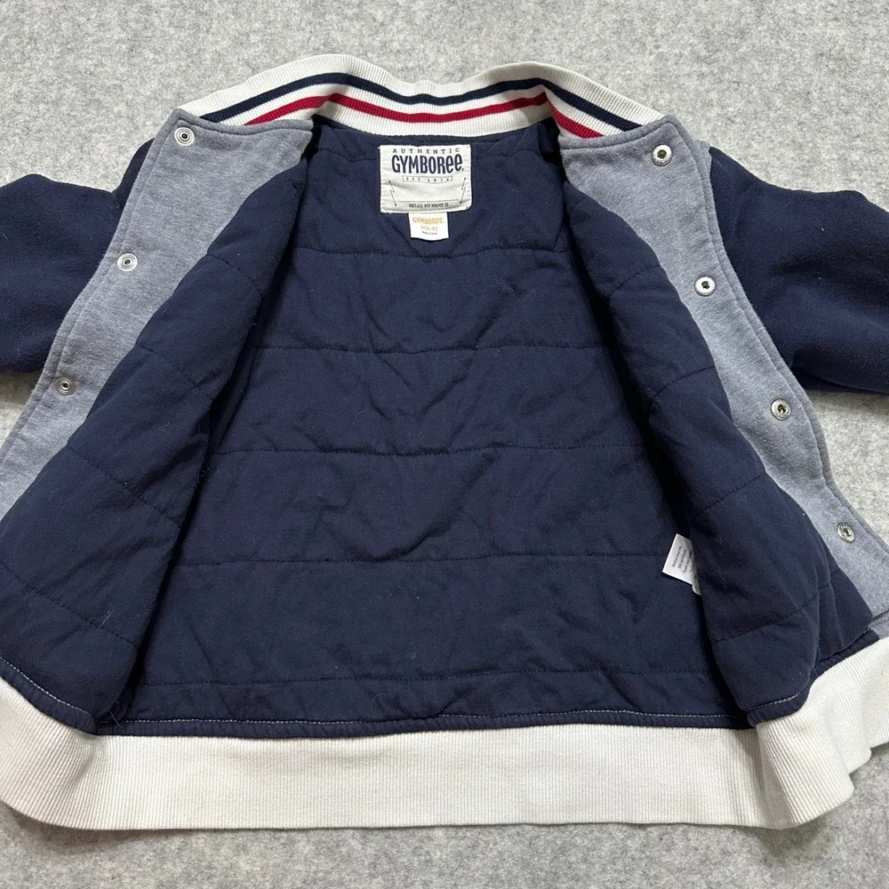 Gymboree Boys Bomber Baseball‎ Varsity Jacket Size S 5-6 Preppy Timeless Grey